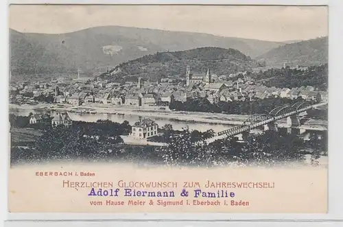 64134 Ak Ebersbach i. Baden Félicitations pour le retour de l'année Meier & Sigmund 1902