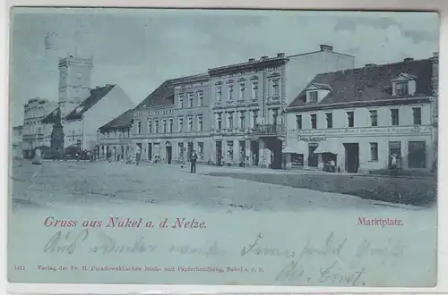 64110 Mondscheinkarte Gruß aus Nakel Naklo an der Netze Marktplatz 1898