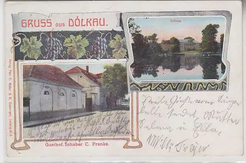 64094 Mehrbild Ak Gruß aus Dölkau bei Leuna Gasthof und Schloß 1910