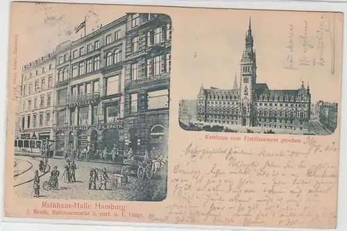64077 Mehrbild Ak Hamburg Restaurant Rathaus Halle 1902
