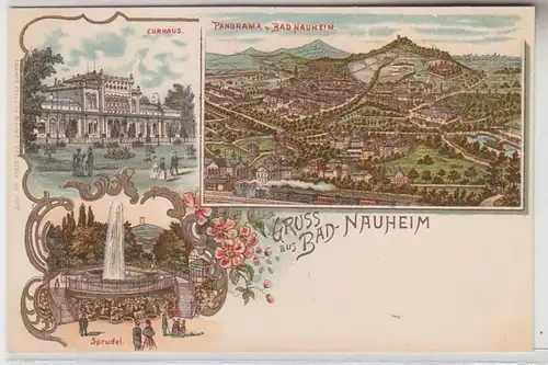 64076 Ak Lithographie Gruss de Bad Nauheim vers 1900