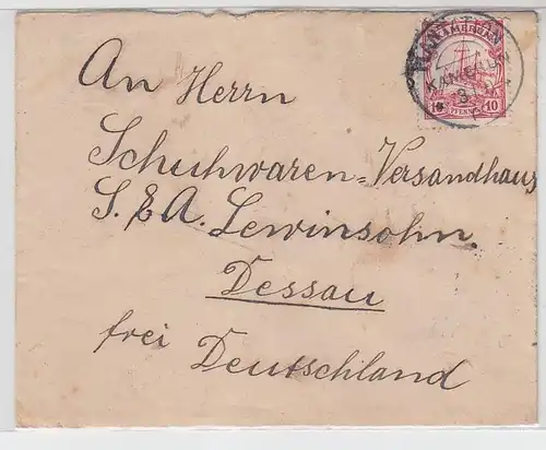 64044 Lettre de la colonie allemande Cameroun Tampon Plantation 1908 après Dessau