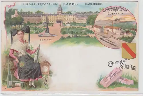 64020 Suchard Publicité Ak Lithographie Grand-Duché de Baden Karlsruhe vers 1900