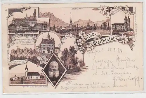 64009 Ak Lithographie Salutation de Staffelstein 1897