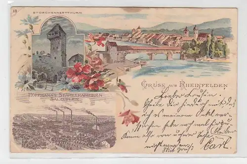64005 Publicité Ak Lithographie Salutation de Rheinfelden 1901