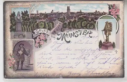 63970 Ak Lithographie Gruss aus Münster Totalansicht usw. 1898