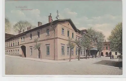 63944 Ak Schkeuditz Bahnhof Hotel um 1910