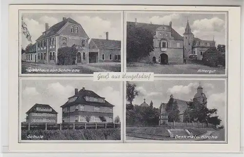 63942 Ak salutation de Wengelsdorf Gasthaus zur Forgetung, Rittergut, Schule vers 1930