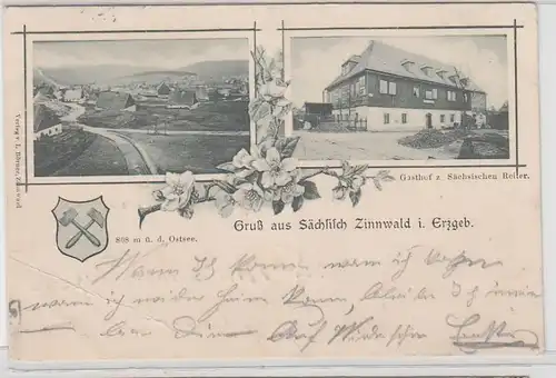 63931 Mehrbild Ak Gruß aus sächsisch Zinnwald im Erzgebirge Gasthof 1901