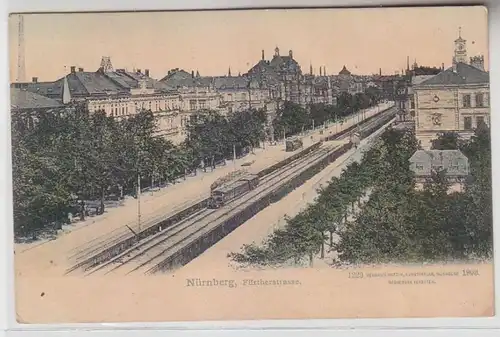 63918 Ak Nuremberg Fürtherstraße avec ligne de chemin de fer vers 1900