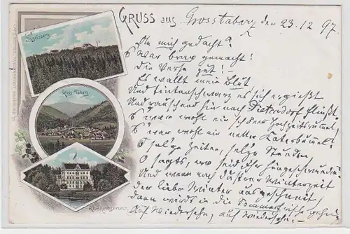 63898 Ak Lithographie Gruss de Gross Tabarz, Inselsberg, Reinhardsbrunn 1897