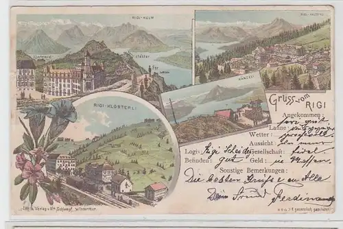 63897 Ak Lithographie Salutation du Rigi Suisse Swiss 1896
