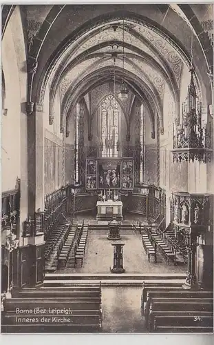 63848 Ak Borna (Bezirk Leipzig) Inneres der Kirche um 1930