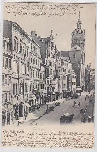63822 Ak Leipzig Nicolaistrasse mit Verkehr 1901