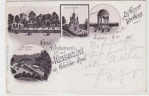 63782 Ak Lithographie Salutation de Neroberg Wiesbaden en 1897