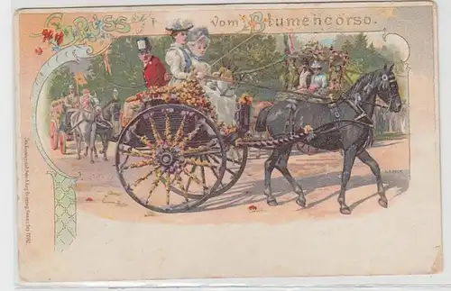 63781 Ak Lithographie Salutation du corse fleuri parée en 1900