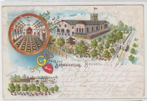 63772 Ak Lithographie Gruß vom Schweizerhaus Bremen 1899
