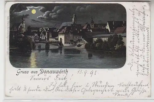 62647 Ak Lithographie Carte de la Lune Salutation en Danube 1898
