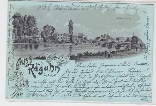 62602 Carte de la lune Salut de Raguhn dans Anhalt Maschinenfabrik 1902