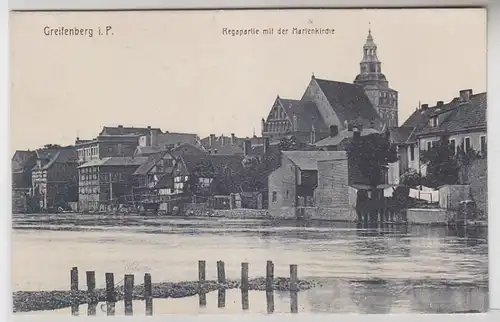 63700 Ak Greifenberg i.P. Regapartie mit der Marienkirche um 1910