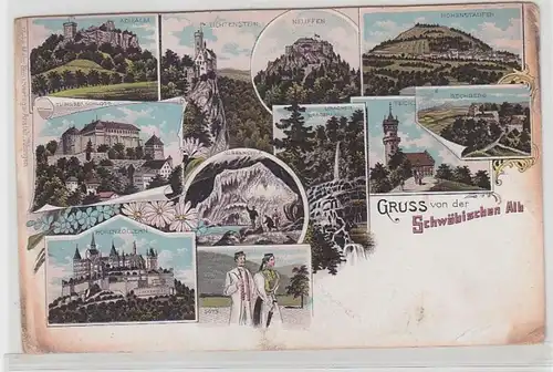 63693 Ak Lithographie Gruss von der schwäbischen Alb um 1910