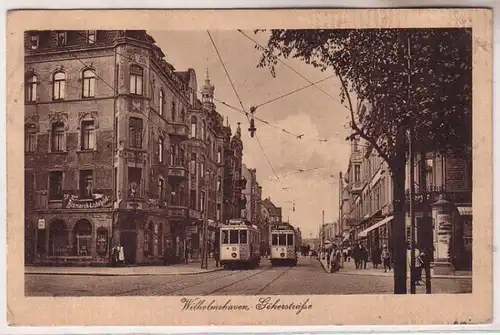 63687 Ak Wilhelmshaven Gökerstrasse mit Strassenbahnen 1914