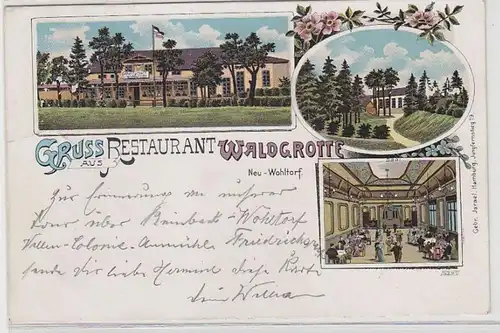 63683 Ak Lithographie Gruß aus Restaurant Waldgrotte Neu-Wohltorf 1904