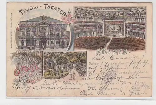 63671 Ak Lithographie Gruß aus Bremen Tivoli Theater 1897