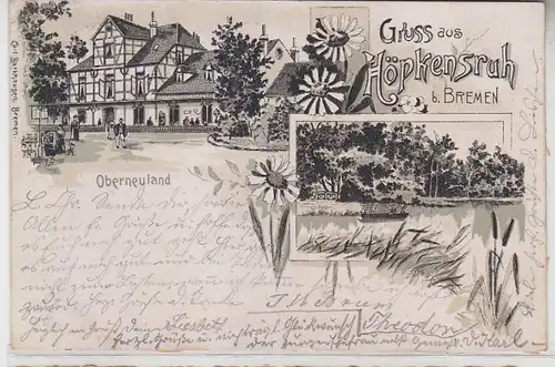 63670 Ak Lithographie Salutation de Höpkensruh près de Brême 1900