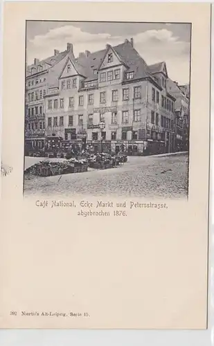 63632 Ak Leipzig Café National Ecke Markt & Petersstraße im Jahre 1876