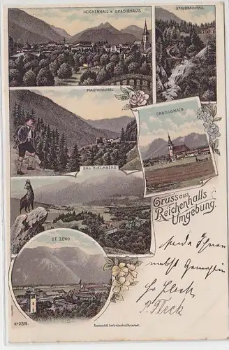 63630 Ak Lithographie Gruß aus Reichenhalls Umgebung 1899