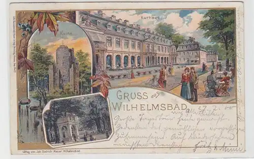 63622 Ak Lithographie Salutation de Wilhelmsbad près de Hanau 1900