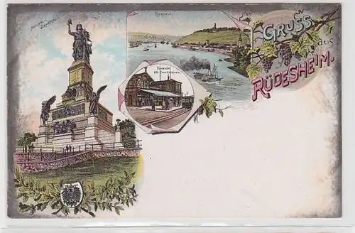 63619 Ak Lithographie Gruss aus Rüdesheim um 1900