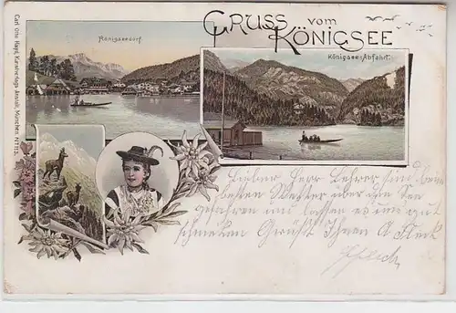 63617 Ak Lithographie Gruss du lac du Roi 1897