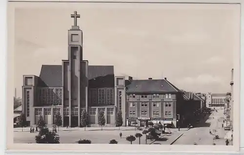 63614 Ak Grätz Königsgasse Machar-Gasse avec église et magasin de vélos vers 1940