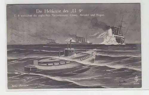63605 Post Ak "L'Hérosat du sous-marin "U 9" 1914