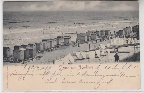 62557 Ak Gruß aus Borkum Strand mit Herrenbad 1898