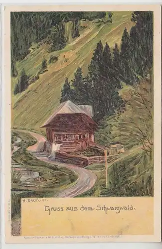 62556 Ak Lithographie Salutation de la Forêt Noire vers 1900