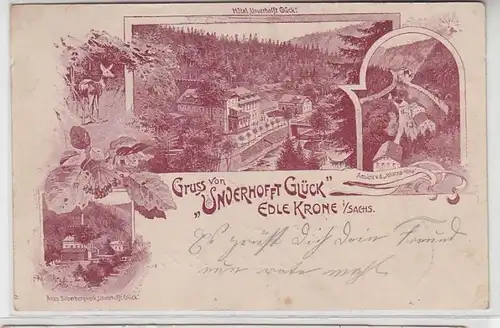 62547 Mehrbild Ak Gruß von Hotel "Unverhofft Glück" edle Krone in Sachsen 1901