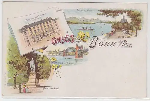 62524 Ak Lithographie Gruss de Bonn am Rhein Hostel à la maison vers 1900
