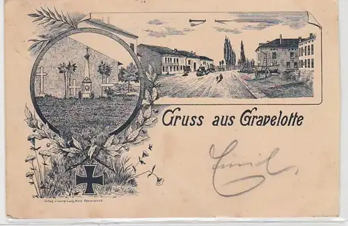 62512 Précurseur Ak Gruss de Gravelote vue de rue, monument guerrier 1893