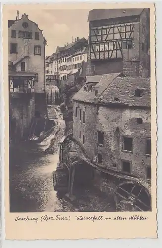 62492 Ak Saarburg (Bezirk Trier) Wasserfall mit alten Mühlen um 1940