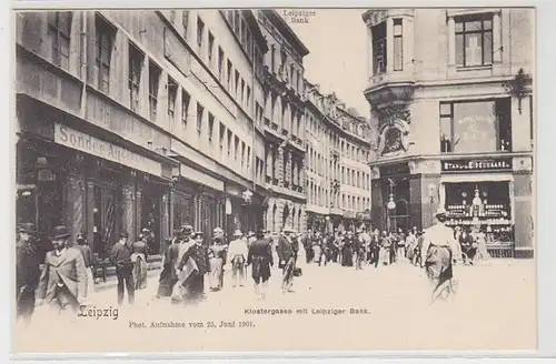62465 Ak Leipzig Klostergasse mit Leipziger Bank, Phot. Aufnahme 25. Juni 1901