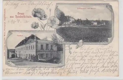 62391 Mehrbild Ak Gruß aus Reinholdshain Schule und Gasthof 1901