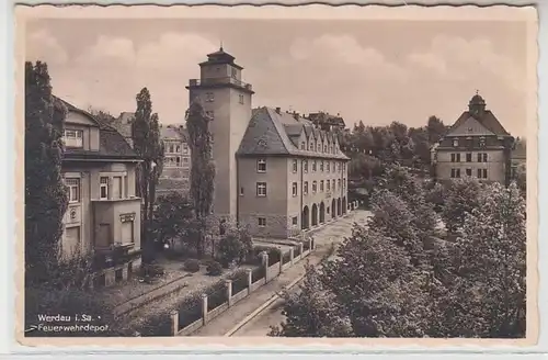 62354 Ak Werdau in Sachsen Feuerwehrdepot 1933