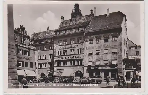 62338 Ak Constance Obermarkt avec maison au port élevé et Barbarossa vers 1940