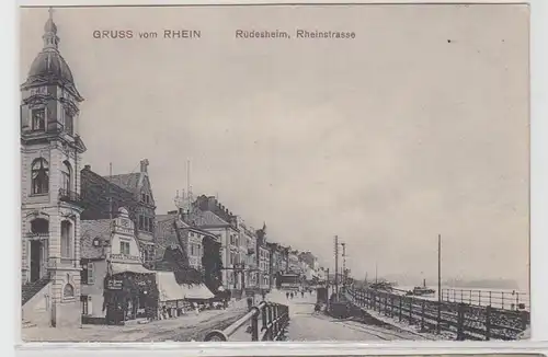 62336 Ak salutation du Rhein Rüdesheim Rheinstrasse vers 1910