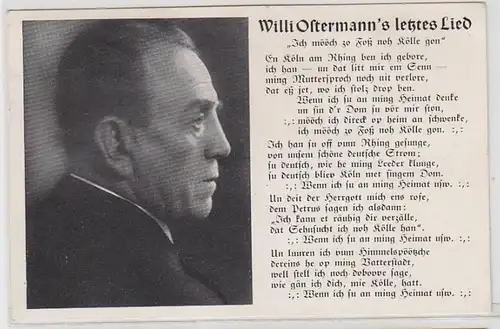 62321 Ak Willi Ostermann dernière chanson "Heimweh à Cologne" 1940