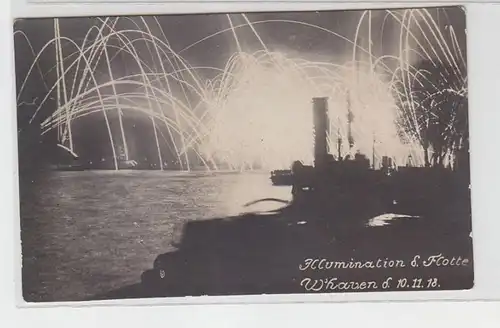 62312 Foto Ak Wilhelmshaven Illumination der Flotte am 10.11.1918