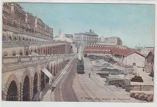 62295 Ak Alger Algérie Les Rampes du Boulevard 1909